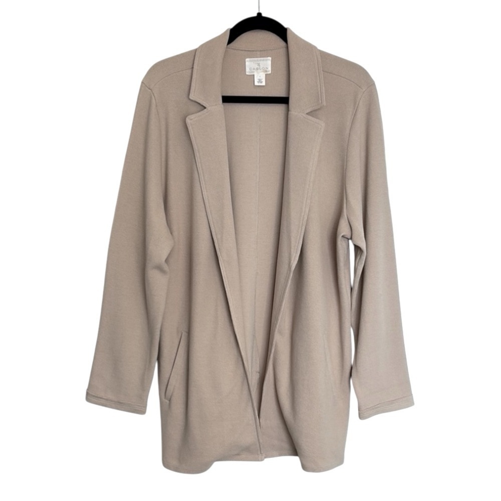 Caslon Women's Tan Casual 2 Pocket Cotton Blazer Size L
